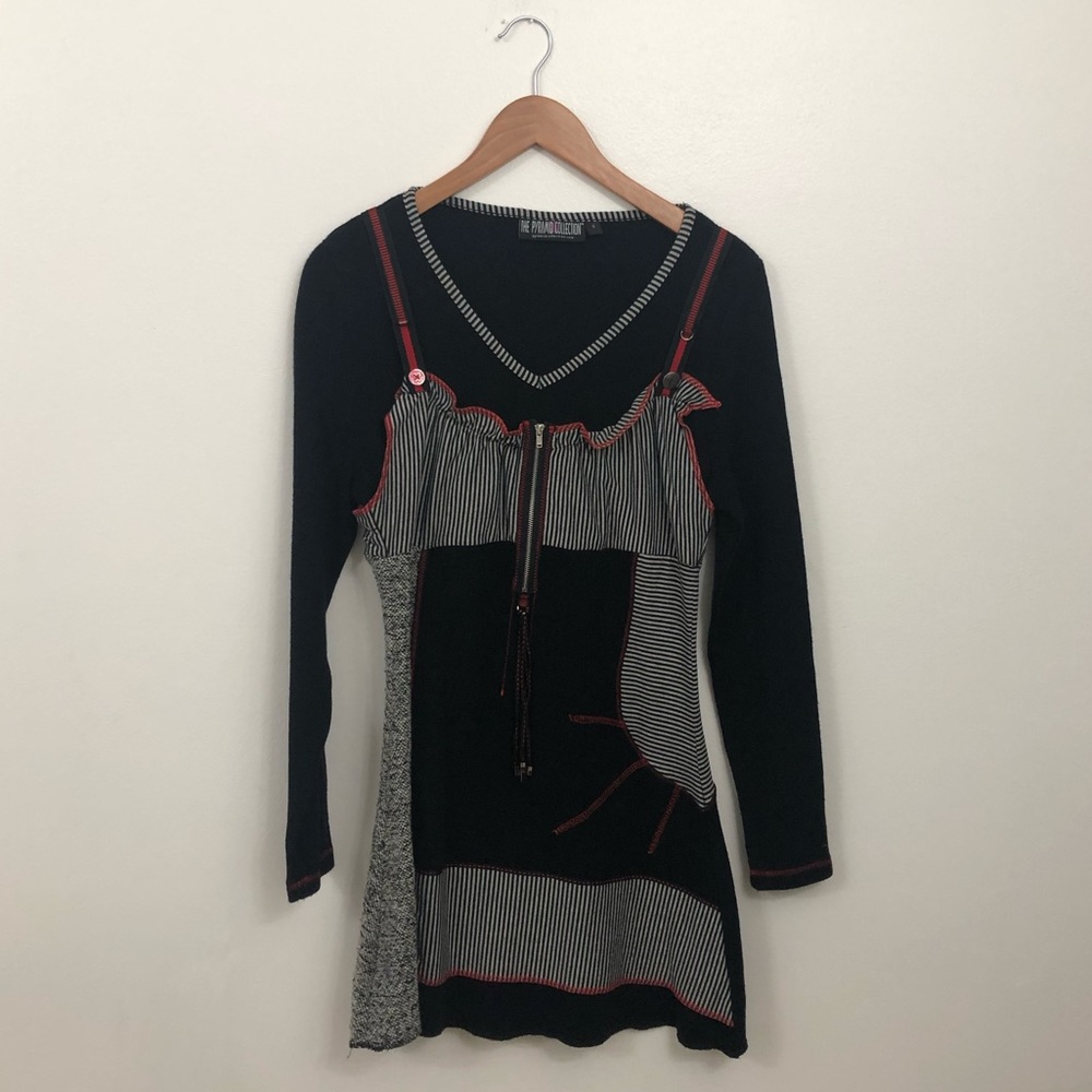 STRIPED PATCHWORK KNIT DRESS - Picture 2 of 6